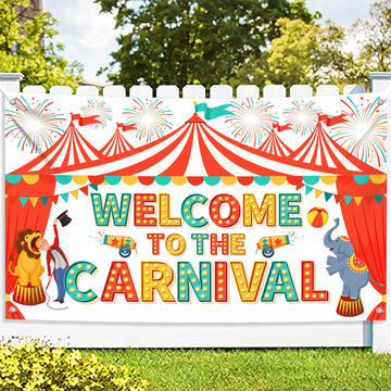 Katchon Xtralarge Welcome To The Carnival Banner - 72X44 Inch | Carnival Theme Party Decor, Backdrop & Games Decor