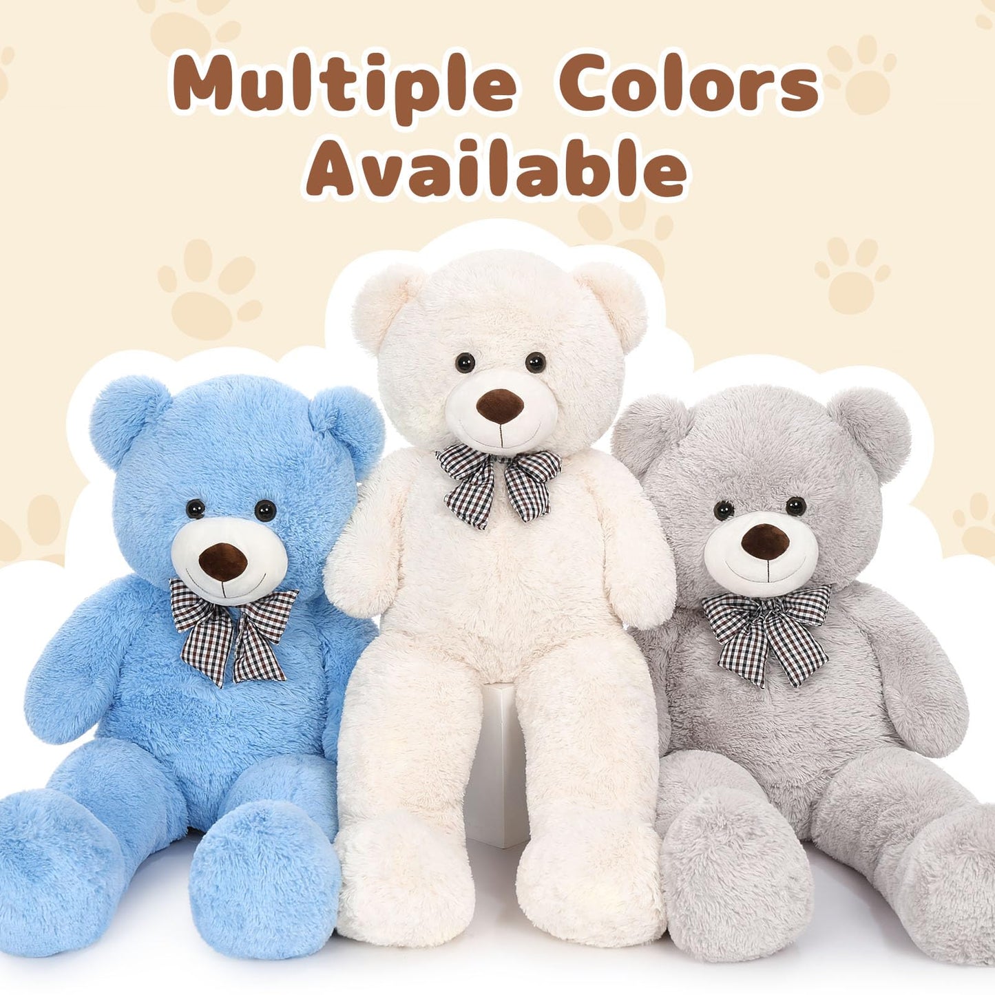 Maogolan Big Fluffy Gray Teddy Bear 39 Inch Large Grey Stuffed Animal For Girlfriend Kids Boyfriend Teens