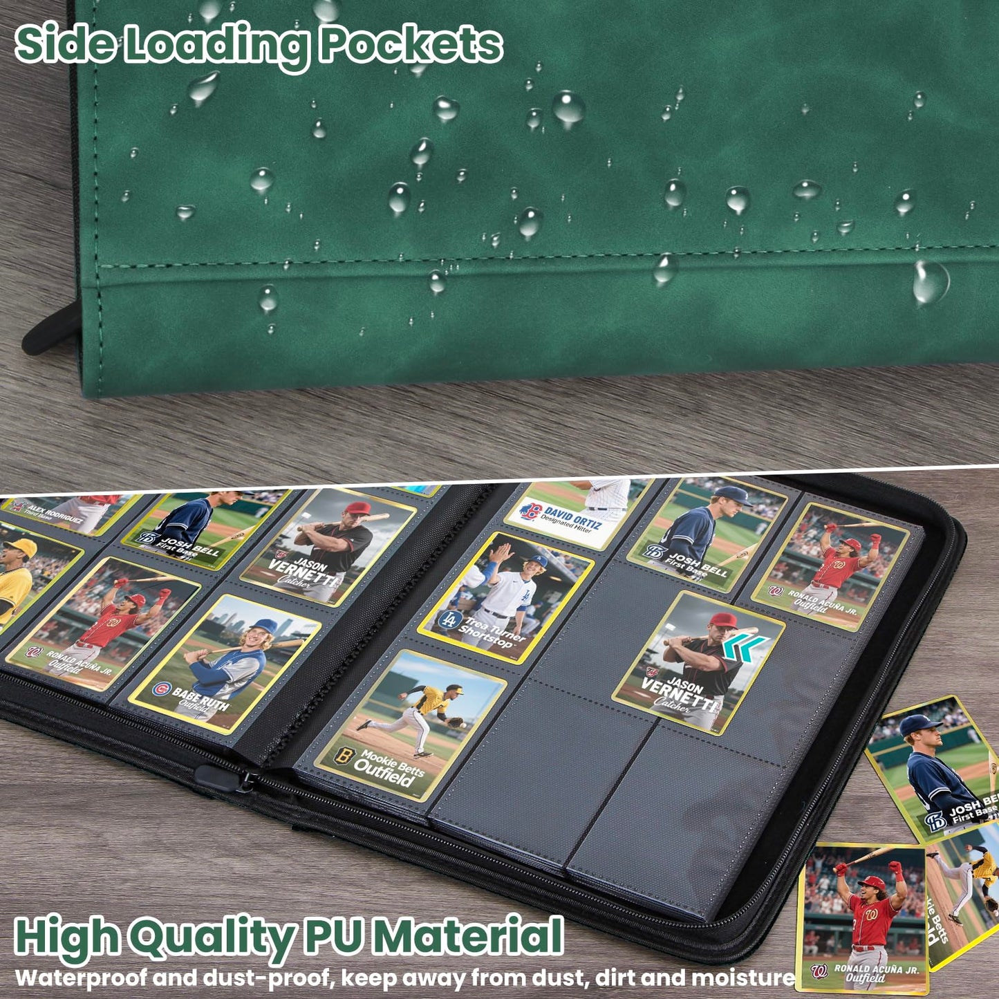 Pok?pal Trading Card Binder  9 Pocket Card Collection Binder for 540 Cards  enhanced Card Book Double Sided Pocket  Collector Album Card Holder Folder for TCG PM MTG OPCG YGO Sports Cards (Dark Green)