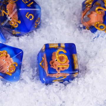 UDIXI 7PCS Resin DND Dice Set, Blue D&D Dice Set Filled with Octopus for RPG MTG Dungeons and Dragons Role Palying Games and Oth