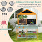 Costzon Mud Kitchen, Wooden Kids Kitchen Playset With See-Through Planter Box, Blackboard, Stoves, Sink & Faucet, Cooking Access