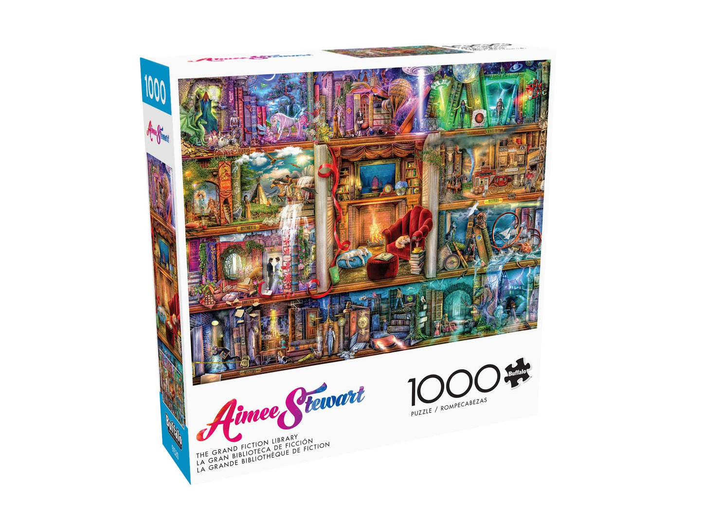 Buffalo Games 1000 Piece Jigsaw Puzzle - The Grand Fiction Library - Large Multicolor Cardboard - Model 12752