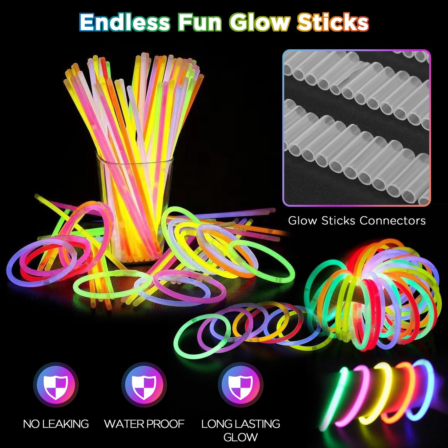 Glow Party Supplies, 138Pcs Glow In The Dark Party Supplies, 10Pcs Foam Glow Sticks,50Pcs Glow Sticks,10Pcs Led Glasses,10Pcs Led Bunny Ear Headband,20Pcs Led Ring,18Pcs Pop Tubes,20 Led Bracelet