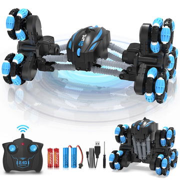 iappadore Remote Control Car, RC Transform Stunt Car 360 Flips Rotating, Drift, 90 Upright Driving RC Stunt Car with Headlight A