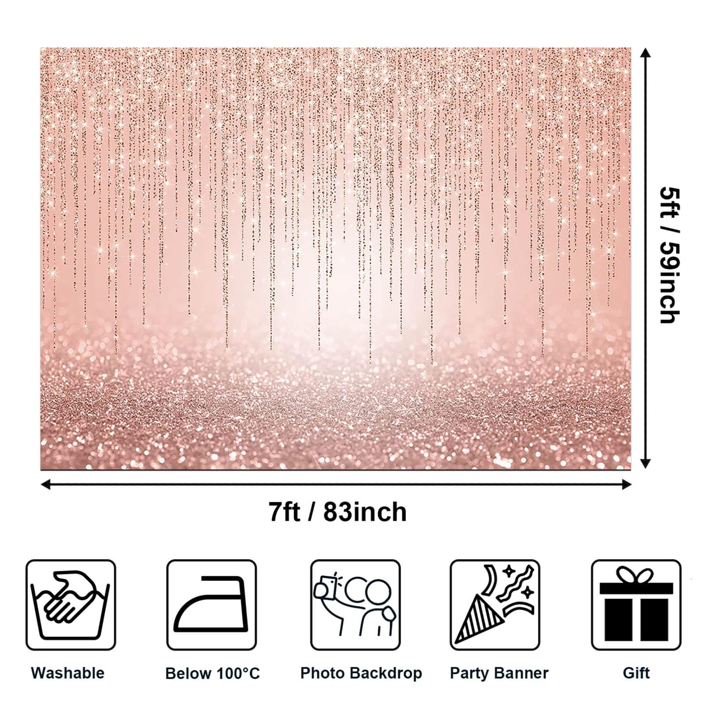 Avezano Rose Gold Glitter Backdrop Rose Gold Sweet Pink Birthday Party Background For Women Girls Rose Gold Birthday Baby Shower