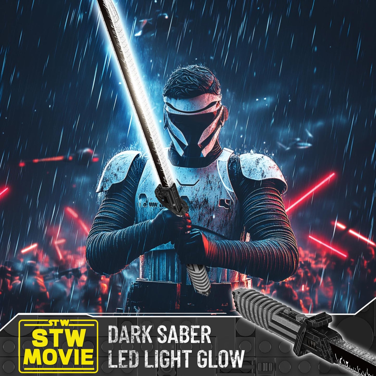 Mould King 10138 Lightsaber Building Toy  Darks decorative replica blade Glows Saber Dueling with Stand  Anime Cosplay decorative replica blades Building Set for Kids Age 8+/mature-themeds Collection Enthusiasts-885+ Pieces