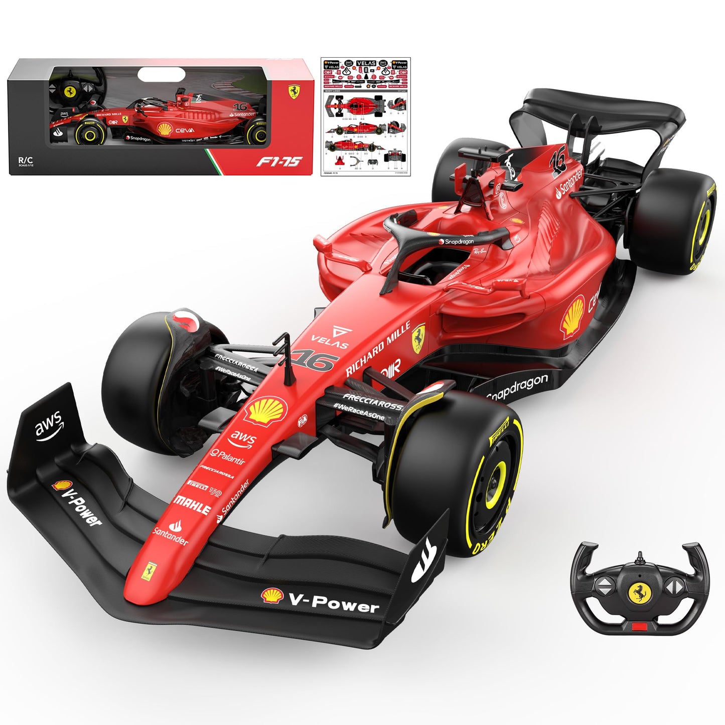 Voltz Toys Authentic Licensed 1:12 Ferrari F1 75 Remote Control Car - F1 Collection Rc Car Series For Kids And Adults - 2.4Ghz R