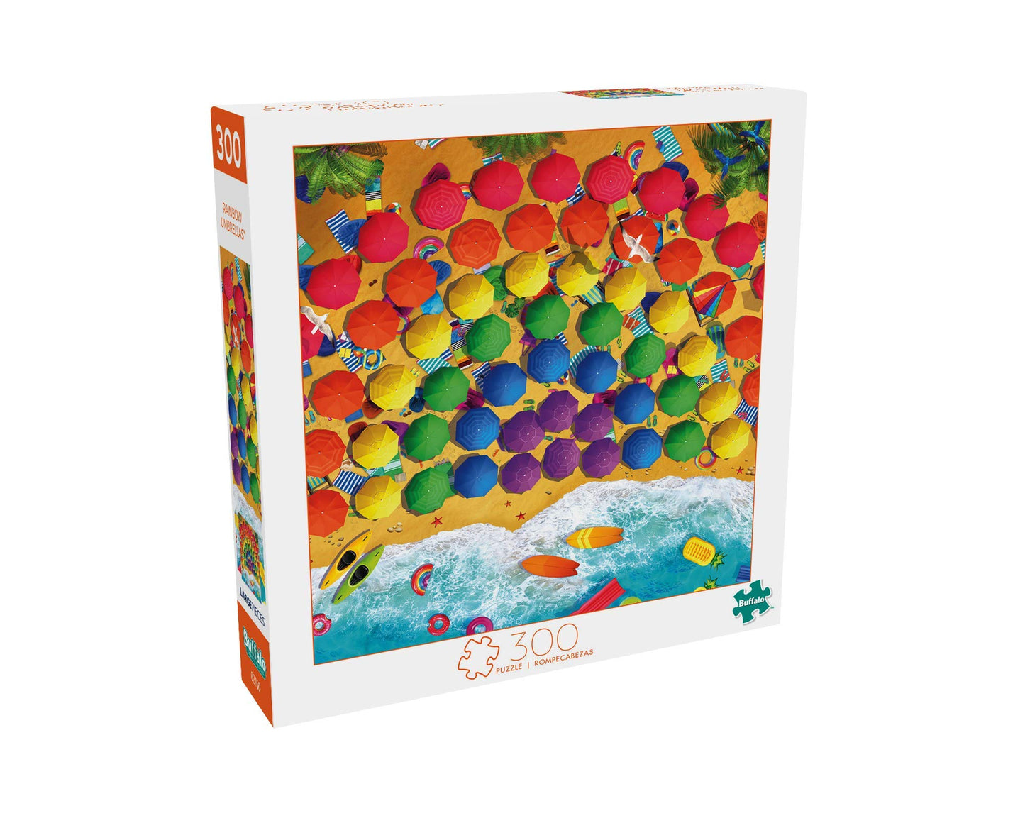 Buffalo Games - Rainbow Umbrellas - 300 Large Piece Jigsaw Puzzle For Adults Challenging Puzzle Perfect For Game Nights - Finished Puzzle Size Is 21.25 X 15.00