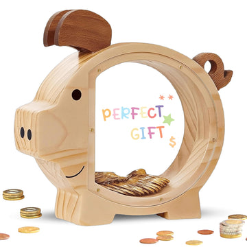Personalized Wooden Piggy Bank For Kids, Unbreakable Money Saving Jar For Boys And Girls, Diy Custom Name Coin Bank With Letter