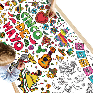 Ohome Fiesta Giant Coloring Poster/Tablecloth - Fiesta Party Decorations - 30 X 72 Inches Jumbo Coloring Banner Kids Crafts Game