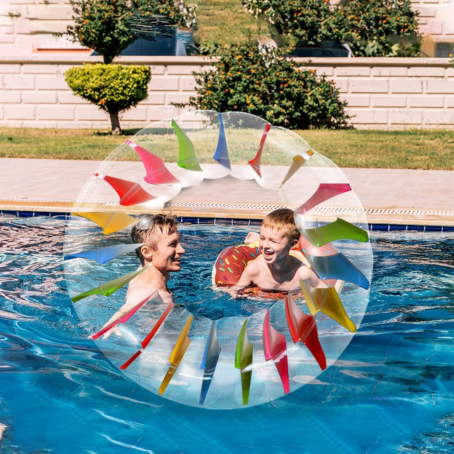 MorTime Inflatable Roller Float  52'' Colorful Water Wheel  Swimming Pool Roller Toy for Kids and mature-themeds Outdoors