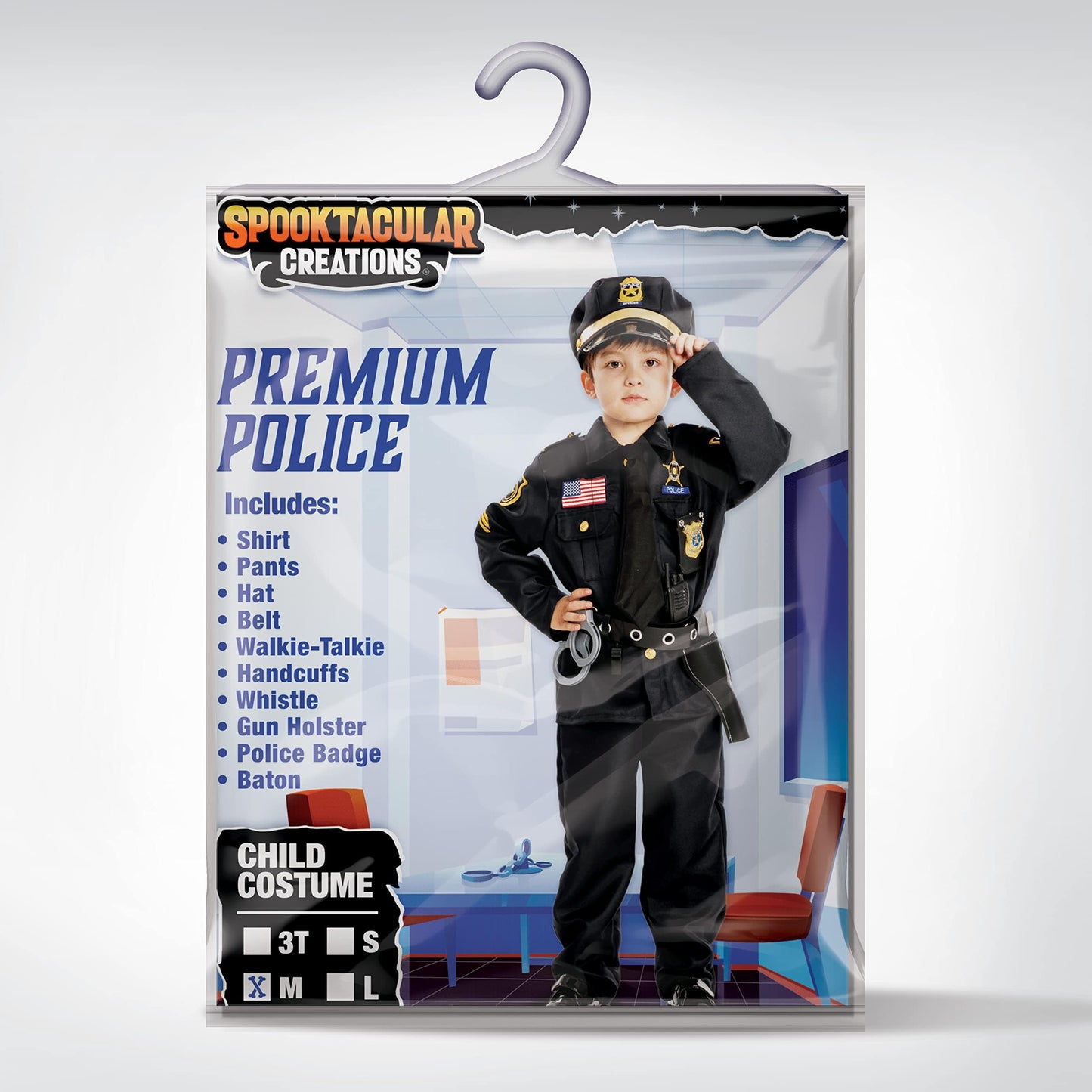 Spooktacular Creations Halloween Police Costume for Kids, Black, Medium (8-10 yrs), Polyester, Toddler RolePlay Outfit