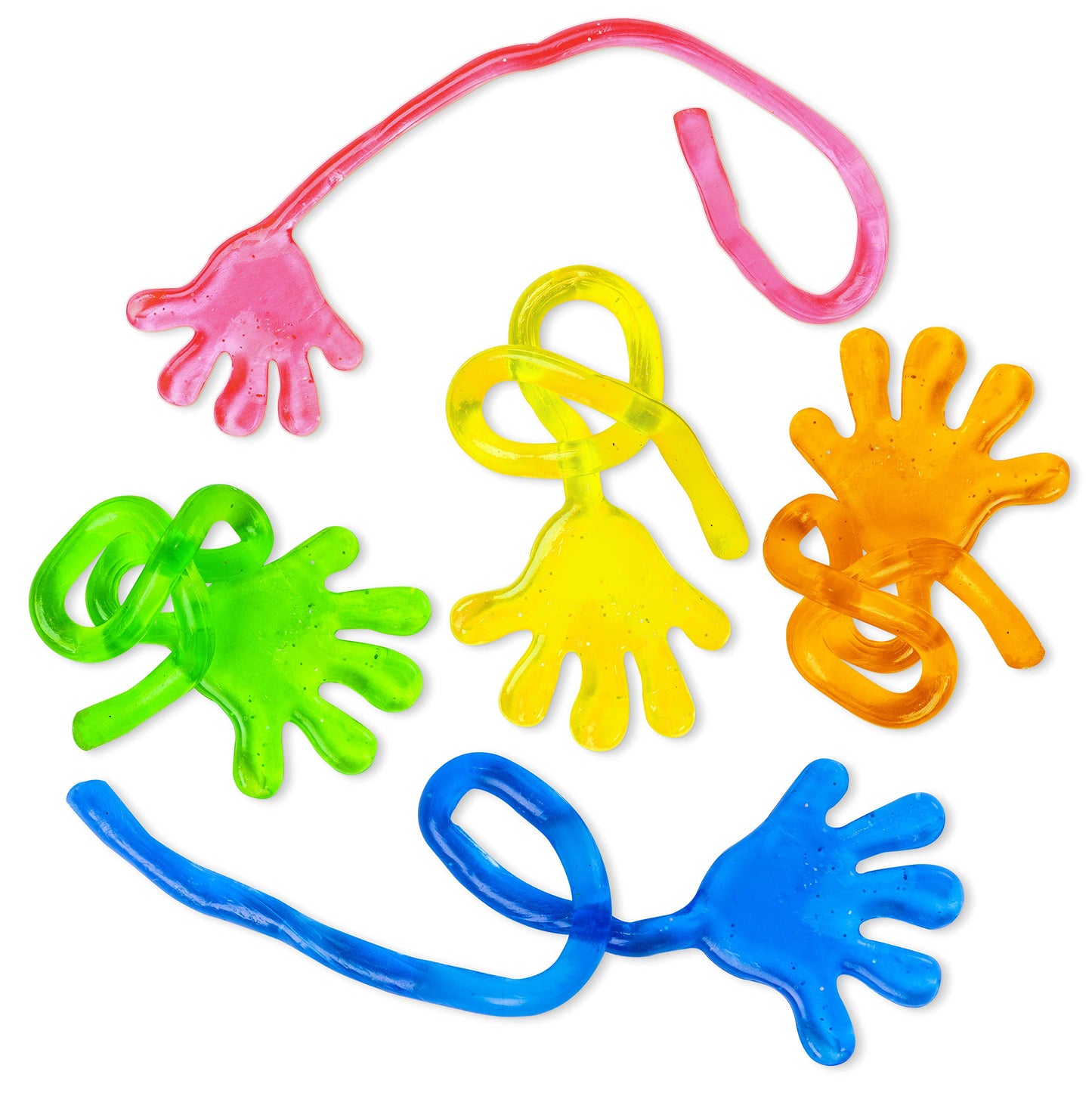 Super Z Outlet Vinyl Glitter Mini Sticky Hands Toys for Children Party Favors, Birthdays - 1 1/4 (72 Count)