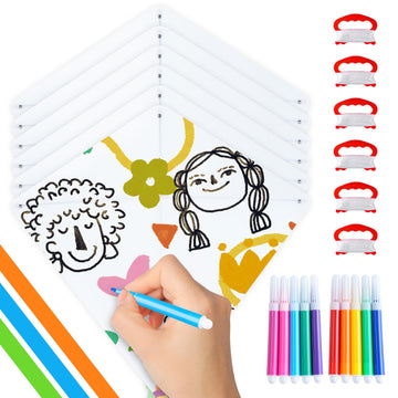 Syncfun 6 Packs Diy Kites For Kids With 10 Color Markers, Kids Making Craft Kits Bulk, Decorating Coloring Party Pack, Beach Kit