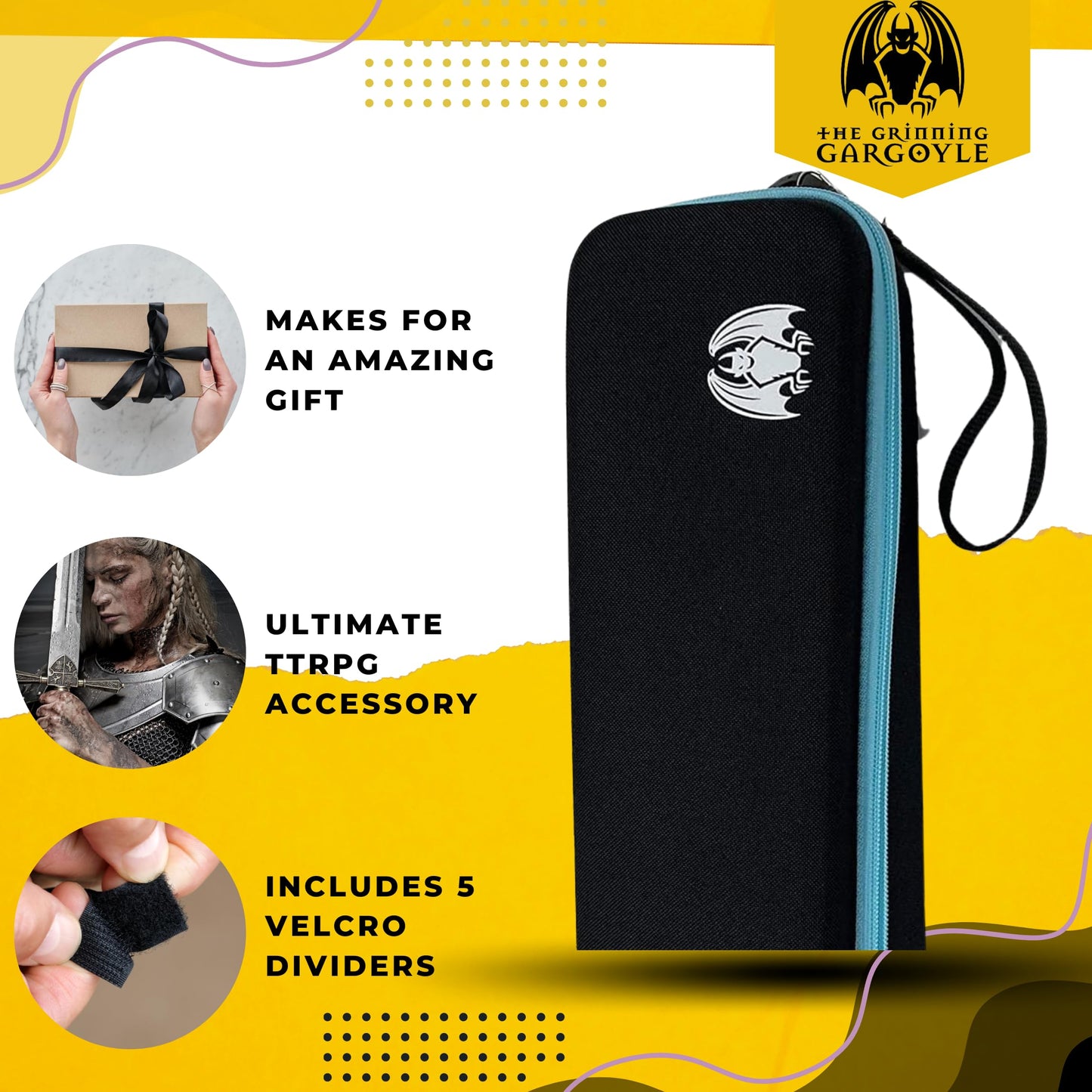 Grinning Gargoyle Collector Card Storage Case with Wrist and Shoulder Strap - enhanced Portable Card Game Travel Case - Holds up to 1350 Cards or Multiple MTG Deck Box - Organise and Protect (Blue)