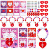 48 Pack Christian Valentines Crafts Gift, 24 Religious Valentine Cards, 24 Set Heart Beaded Bracelets with God's Love for Sunday