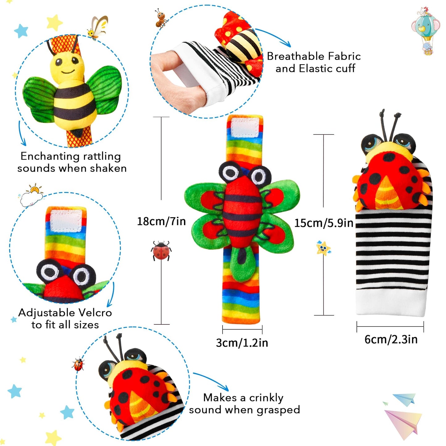 Baby Toys 0-6 Months: Baby Socks Baby Rattles 0-6 Months Baby Gifts For Boys Girl Infant Toys Baby Wrist Rattles Socks Baby Shower Gifts - Newborn Toys Hand & Feet For 0-3 0-12 Months Birthday Gifts