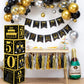 Toniful 4 Pcs 50Th Birthday Decorations Boxes For Men Women,Fifty Years Old Birthday Cardboard Box Party Supplies,Black And Gold