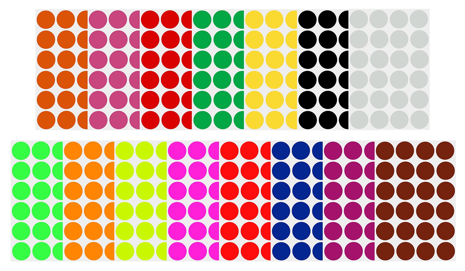 Royal Green Round Stickers 1 inch in 15 Colored Sticker Dots 25mm - 360 Pack