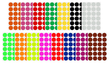 Royal Green Round Stickers 1 inch in 15 Colored Sticker Dots 25mm - 360 Pack