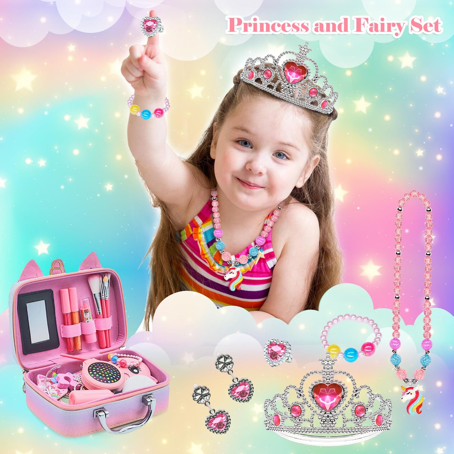 Kids Makeup Kit for Girl - Kid Toys Real Washable Make up Set for Little Girls,Girls Makeup for Toddlers,Princess Play Makeup,Ch