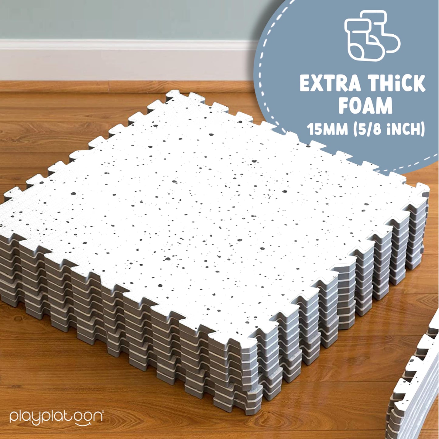 Play Platoon Non-Toxic Large Kids Play Mats For Floors, 9 Tile 72 X 72 Inch - Extra-Thick Interlocking Comfortable Cushioned 24