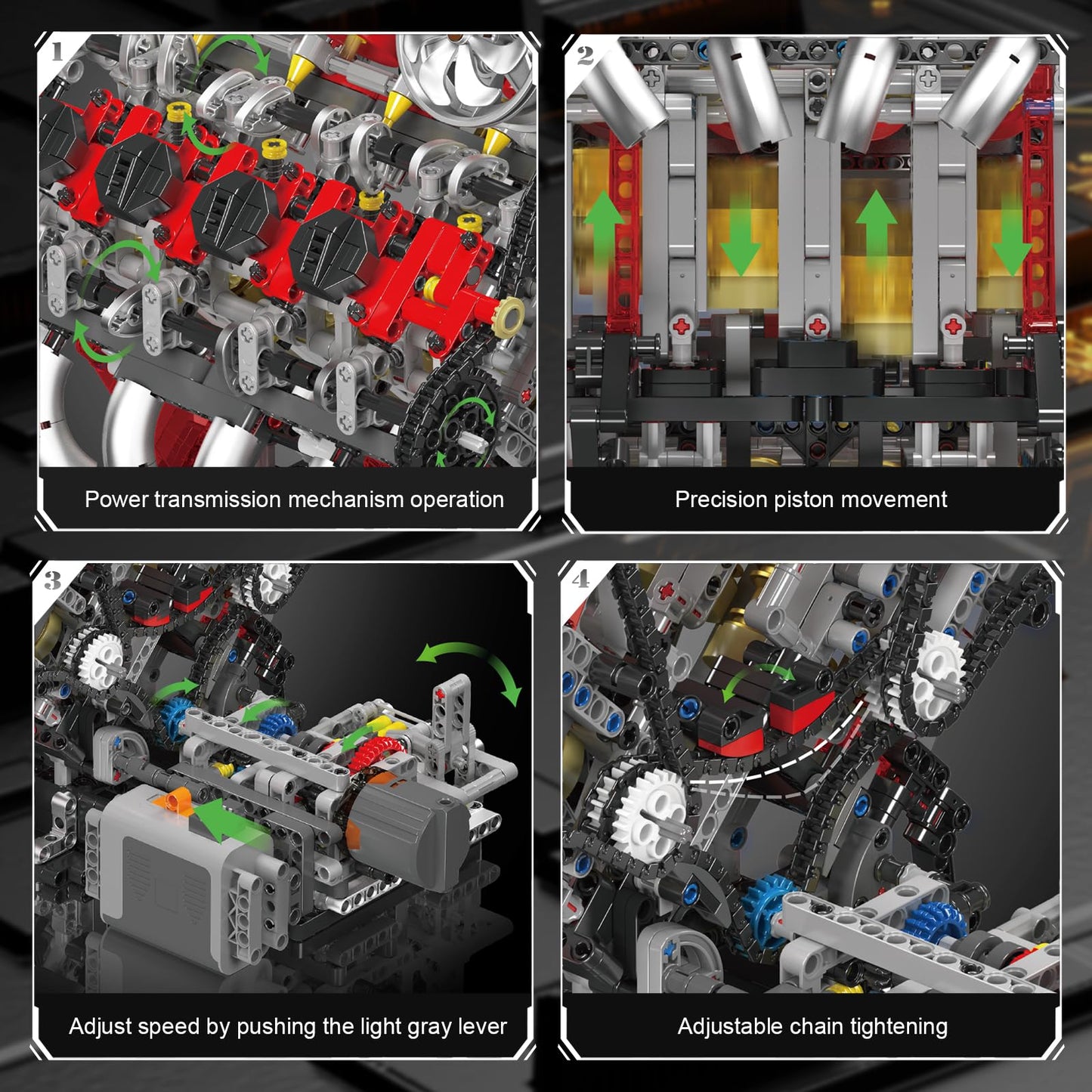 Mould King V8 Engine Model Kit, 2718 PCS Plastic Building Blocks, STEM Engineering Toy, Model WX10130-LZUSYL