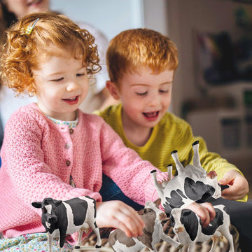 Lc Joycre Cow Figure Toys 4Pcs Realistic Big Cows Figurines Toys For Toddlers Simmental Cows Holstein Cow Figures For Kids Birth