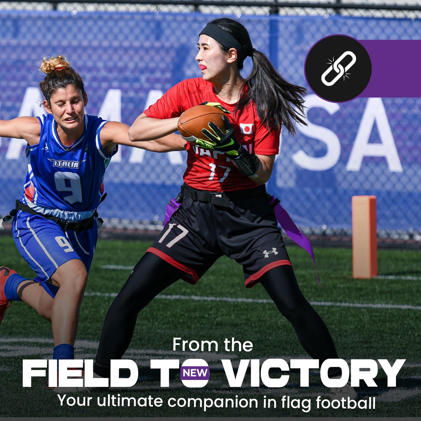 Gameday 6 Player Pop Flag Football Set-Complete w/Flags, Belts and carry Backpack (Purple)