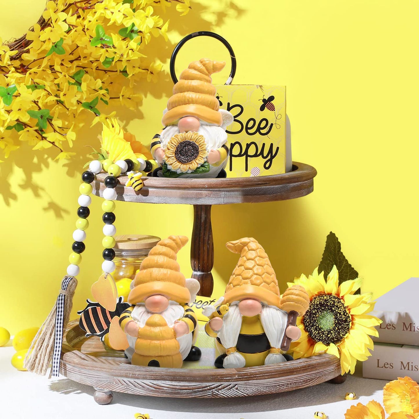 Hodao 3 Pcs Bumble Bee Spring Gnome Decorations Honey Bee Gnomes Ornaments World Bee Day Decorations Gifts Fall Thanksgiving Gnomes Figurines Honey Bee Birthday Gifts For Mom,Grandma, Women