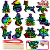 JOYIN 48 Pcs Christmas Scratch Art Ornaments, Scratch Paper Craft Kit Include Snowman, Snowflakes, Christmas Tree, and Reindeer,