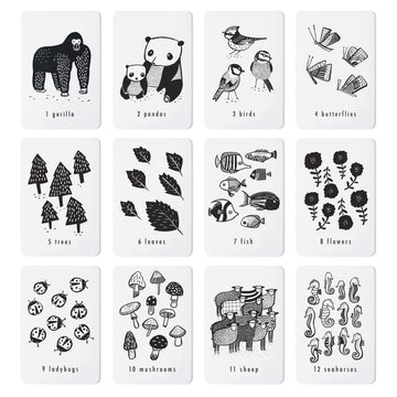 Wee Gallery Nature Number Cards, Educational Number Flashcards For Kids, Baby, Toddler, Black And White Animals And Numbers, Counting And Learning Cards For Visual Stimulation, Cognitive Development