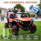 Alinux 24V 2 Seater Ride On Car For Kids, 4Wd Electric Cars Vehicles For Kids 3-8 Years With Remote Control, Bright Led Light, B
