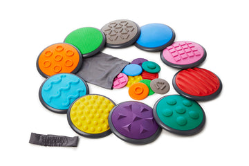 Gonge Tactile Sensory Discs - Set Of 20 Textured Stepping Discs, Sensory Exploration, Cognitive Development - Includes Blindfold - Ages 1+, Vibrant