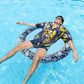 Inflatable Pool Float  Pool Lounger Chair for mature-themeds  Fabric Covered mature-themed Pool Floats for Lake Beach Floaties(Blue & White)