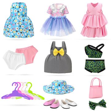 Zecckige 18 Inch Doll Clothes And Accessories For American 18 Inch Dolls Girl Clothing Gift, 18Pcs Complete Set Clothing With Ou