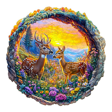 Wooden Puzzles for Adults - 3D Vision Deer Wooden Jigsaw Puzzle - Unique Animal Shaped Wood Puzzles Adult - Creative Birthday Gi