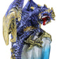 Ebros 6.25' Tall Purple And Gold Cosmic Galaxy Dragon On Blue Crystal Stalactite Rock Statue With Led Night Light Feature As Dungeons And Dragons Fantasy Decor Accent Figurine
