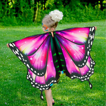 Rektak Butterfly Wings For Girls, Butterfly Costume For Halloween Party Kids Fairy Wing With Mask And Headband(Red)
