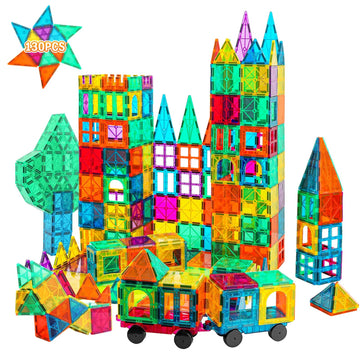 Bmag 130PCS Magnetic Tiles Building Blocks, 3D Magnet Blocks Construction Playboards for Kids Toddlers, Educational STEM Prescho