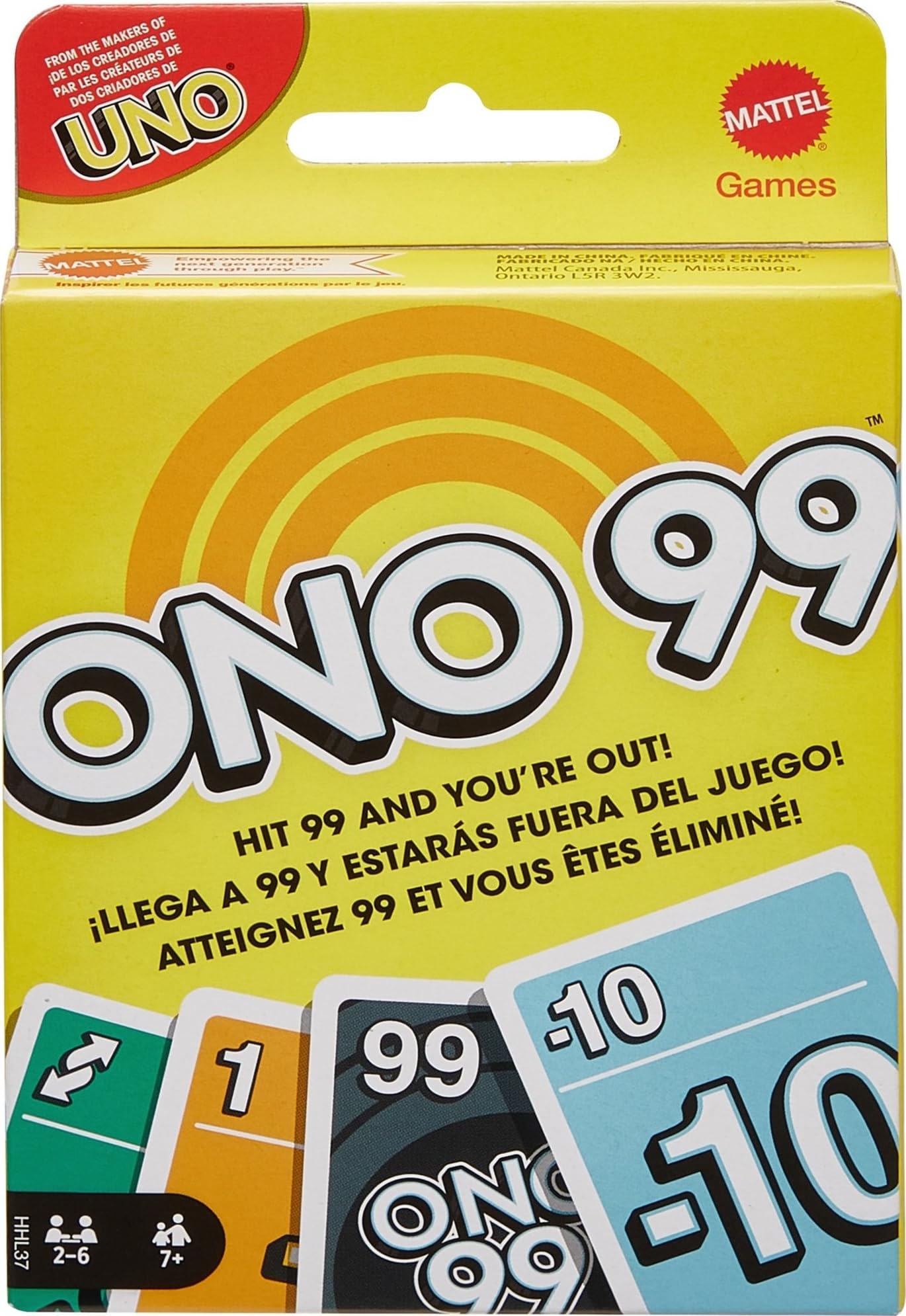 Mattel Games ONO 99 Card Game from The Makers of UNO for Kids, Adults & Families, Add Numbers & Dont Go Over 99