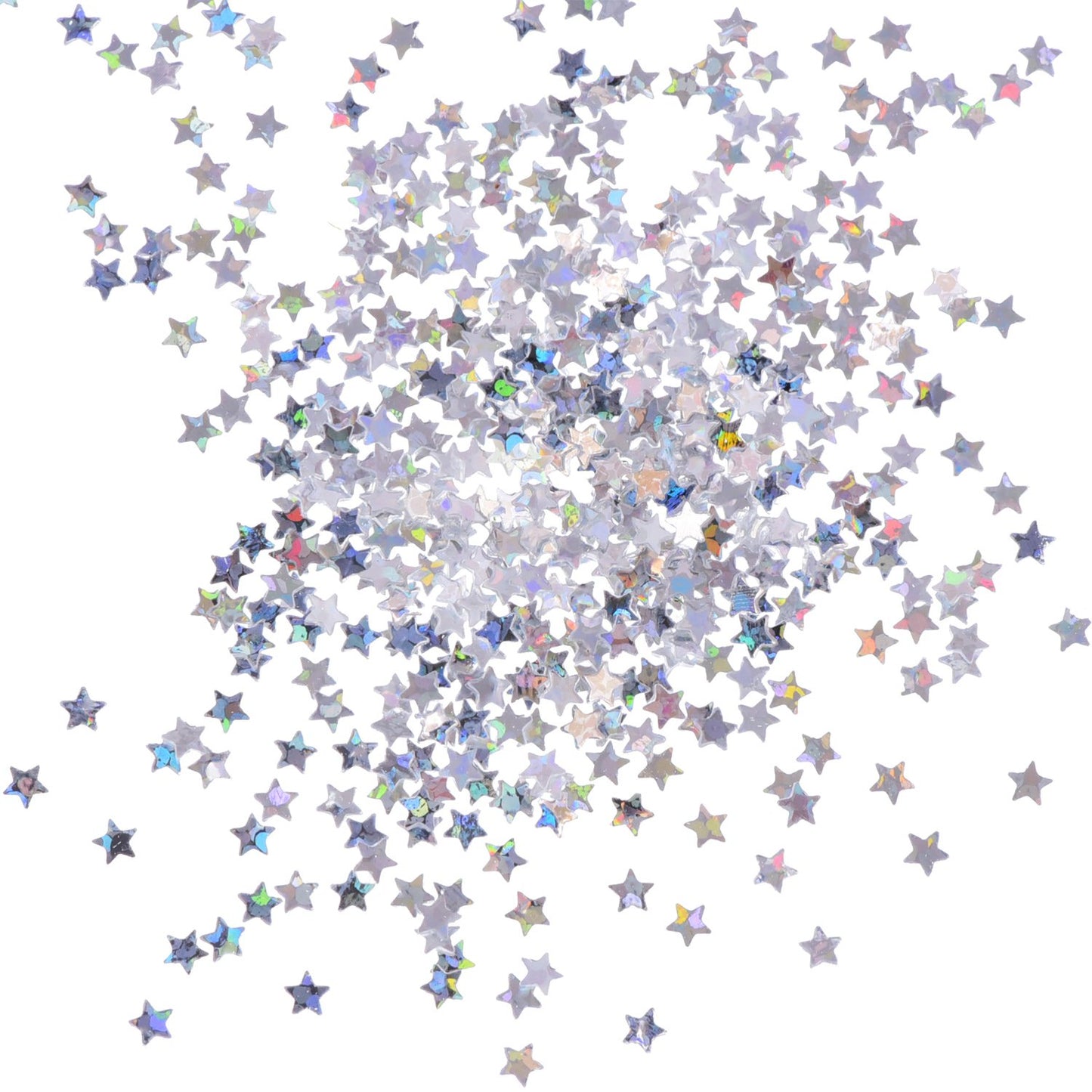 EBOOT 100 Gram Stars Confetti Glitter Star Sequins for Crafts DIY Nail Art and Party Decoration, Holographic Silver