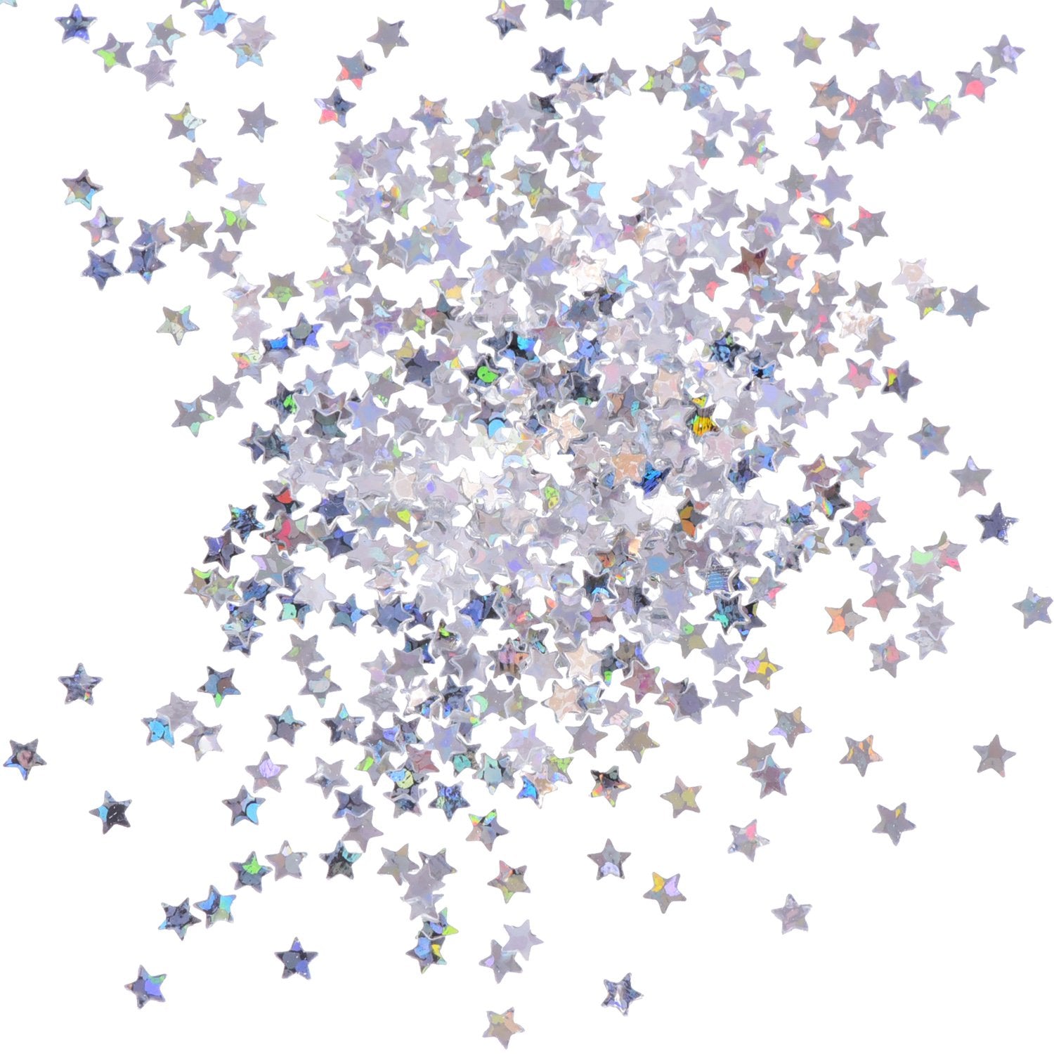 EBOOT 100 Gram Stars Confetti Glitter Star Sequins for Crafts DIY Nail Art and Party Decoration, Holographic Silver