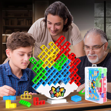 BBnote 48PCS Stack Game for mature-themed & Kids  Tetra Board Tower Games for Family Travel Party  2 Players Balance Stacking Toy Attack  Team Toys Building Block