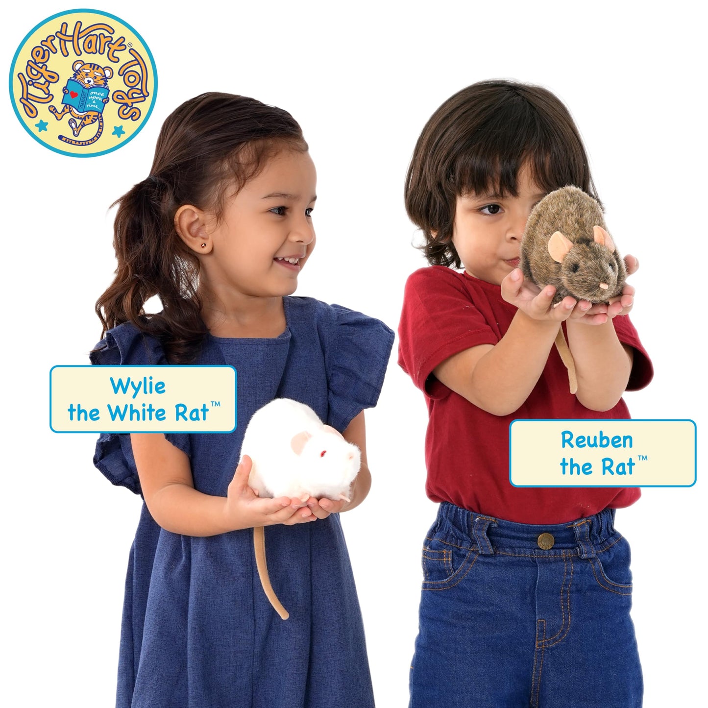 TigerHart 7 Inch Reuben The Rat Plush Mouse - White Acrylic Stuffed Animal
