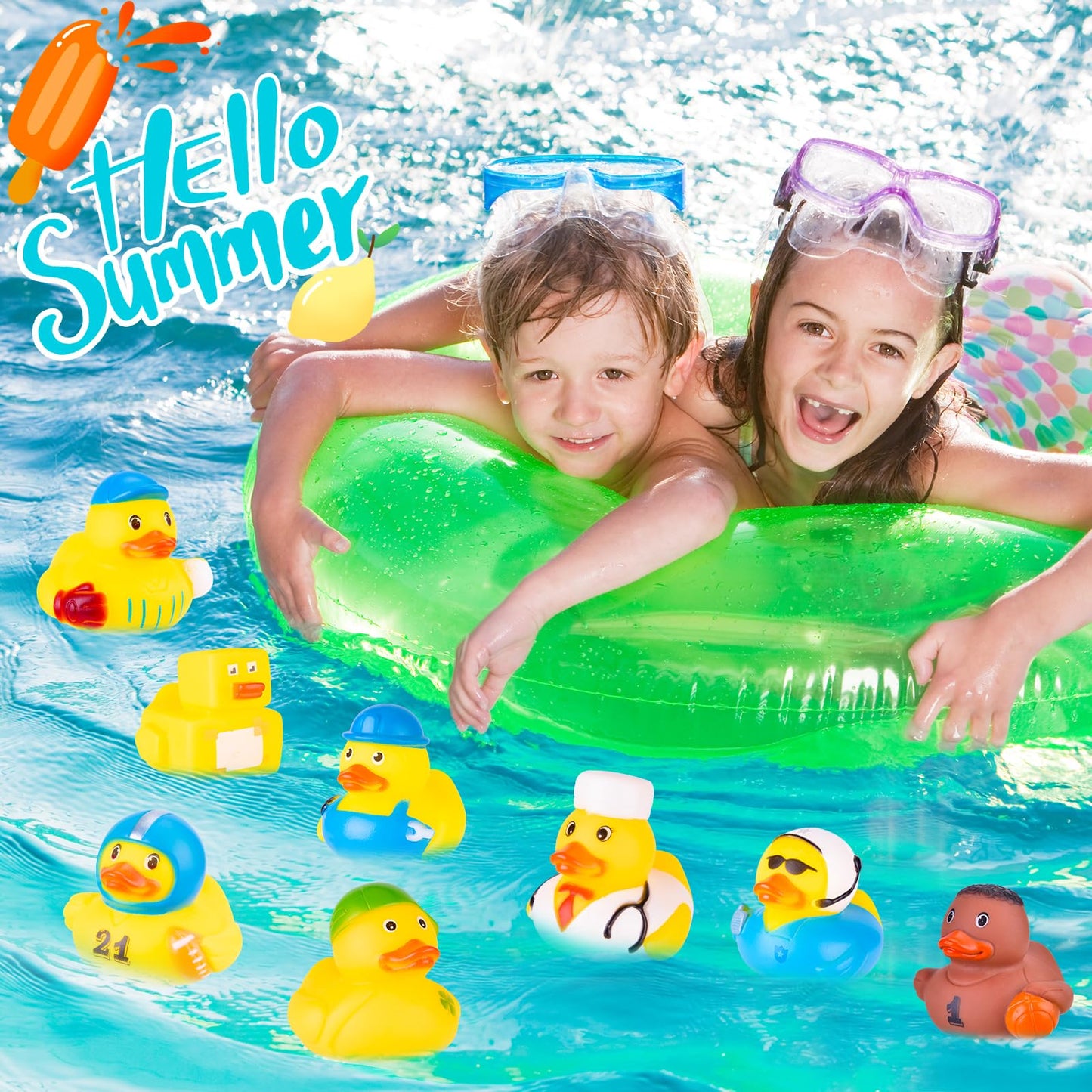 110 Packs Rubber Ducks in Bulk Assortment Jeep Ducks for Ducking, Small Rubber Duckies for Toddler Baby Bath Toys Floater Rubber
