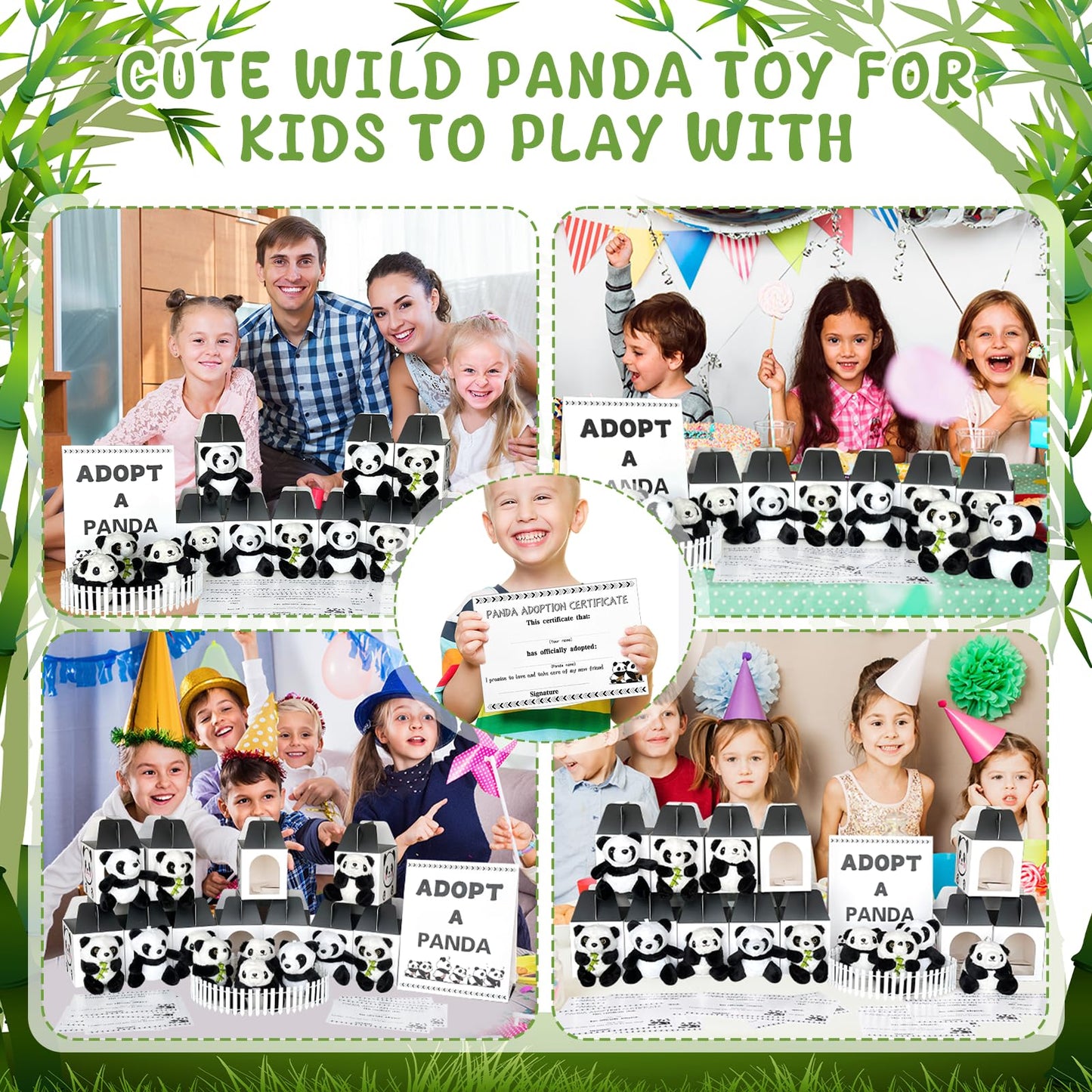 38 Pcs Adopt A Panda Party Favors Include 12 Mini Panda Stuffed Animals 12 Foldable Boxes 12 Adoption Cards 1 Adopt Sign 1 Fence