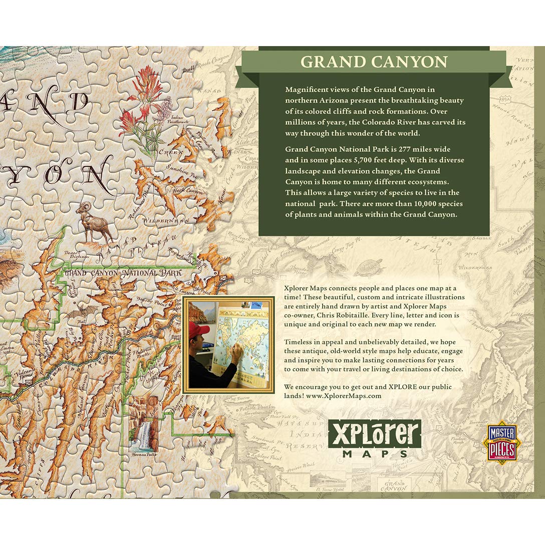 MasterPieces Xplorer Maps 1000 Puzzles Collection - Grand Canyon Map 1000 Piece Jigsaw Puzzle