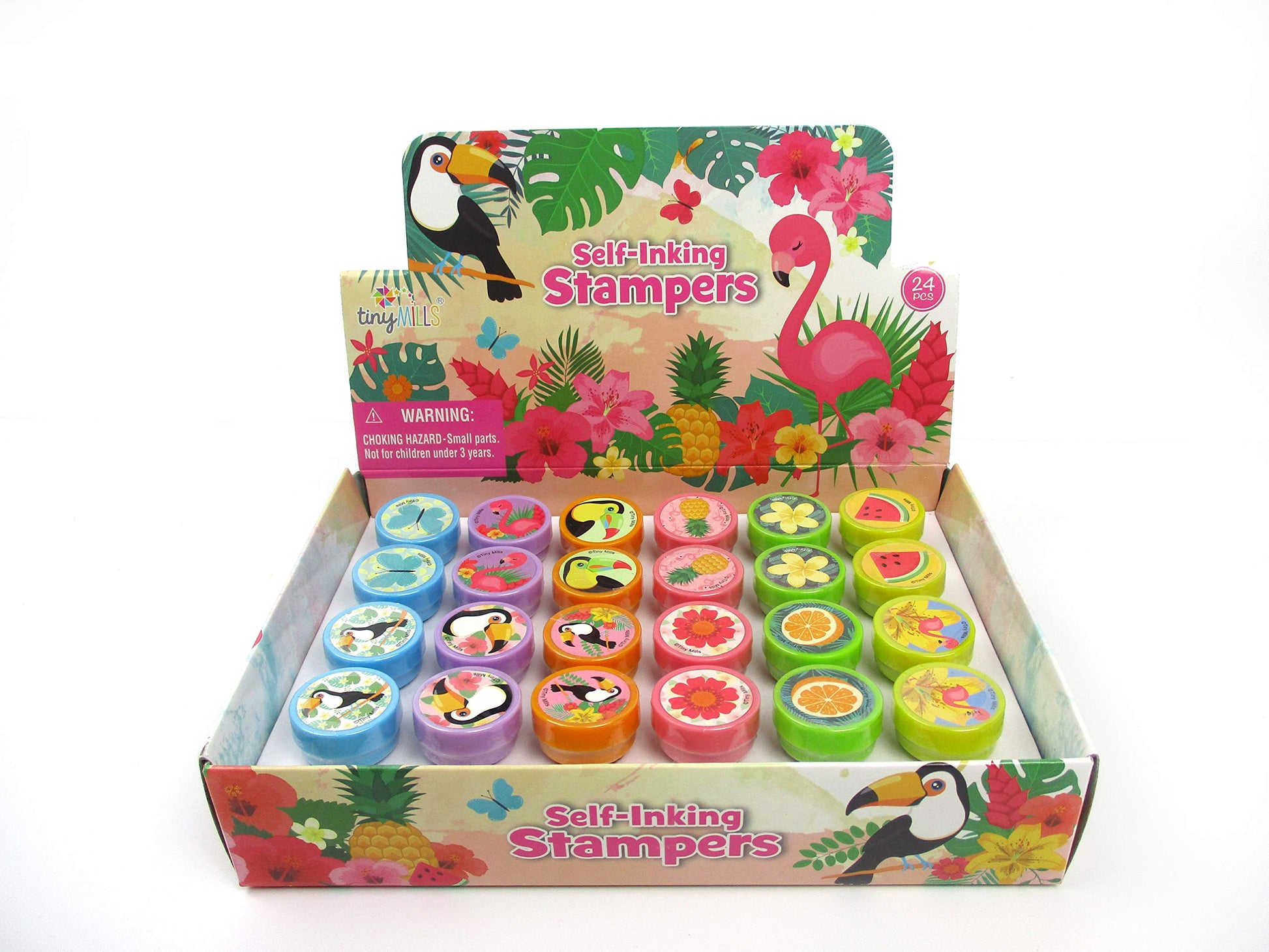 TINYMILLS 24 Pcs Flamingo Tropical Luau Stampers for Kids