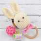 Love Crochet Art Animal Shape Crochet Rattle Cum Soft Toy For Infant, Kids & Babies, Early Age Gift Toys (Bow Rabbit  Cream)